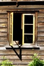 Old traditional village log house window, Russia Royalty Free Stock Photo