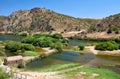 Old traditional watermills in the Guadiana river at Azenhas. Mertola. Portugal