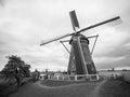 Old traditional windmill in Holland in black and white Royalty Free Stock Photo