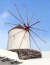 Old traditional windmill in Oia village on Santorini Island, Cyclades, Greece Royalty Free Stock Photo