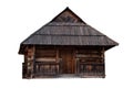 Old traditional wooden house. Isolated on a white background. Royalty Free Stock Photo