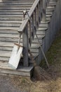 Old traditional wooden yard cleaning equipment. Royalty Free Stock Photo