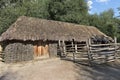 The old traditional woven Ukrainian rural barn with a thatched roof Royalty Free Stock Photo