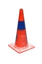 Old traffic cone on white background Royalty Free Stock Photo