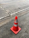 Old traffic cones standing near the road Royalty Free Stock Photo