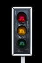 Old traffic light, isolated on black background Royalty Free Stock Photo