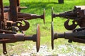 old buffer in railway carriage, hook wagon, old wagon Royalty Free Stock Photo