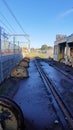 Old train bogies and track Royalty Free Stock Photo