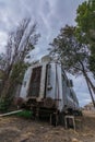 Old train carriage in abandoned train station deep inside south america