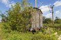 Old cargo train cart abandoned on a disused train line Royalty Free Stock Photo