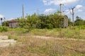 Old cargo train cart abandoned on a disused train line Royalty Free Stock Photo