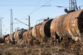 Old train fuel and oil tanks Royalty Free Stock Photo