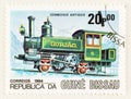 Old train on Guine Bissau Postage Stamp