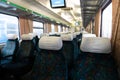 Old train interior with empty seats Royalty Free Stock Photo