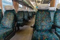 Old train interior with empty seats Royalty Free Stock Photo