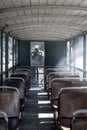 Old train interior with empty seats Royalty Free Stock Photo