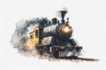 Old train isolated on white watercolor painting background. ai generative Royalty Free Stock Photo