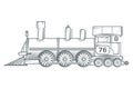 Old train logo. Locomotive drawing. Steam transport. Royalty Free Stock Photo