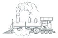 Old train logo. Locomotive drawing. Steam transport. Royalty Free Stock Photo