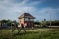 Old train station building and railways in Gryfice, Poland. Royalty Free Stock Photo