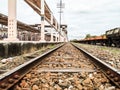 Old train station with rails Royalty Free Stock Photo