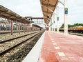 Old train station with rails Royalty Free Stock Photo