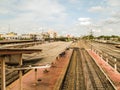 Old train station with rails Royalty Free Stock Photo