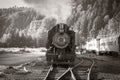 Old train steam engine with steam released Royalty Free Stock Photo