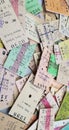 Old train tickets used on fast and express trains from Romania Royalty Free Stock Photo