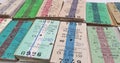 Old train tickets used on fast and express trains from Romania Royalty Free Stock Photo