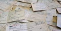 Old train tickets used on fast and express trains from Romania Royalty Free Stock Photo