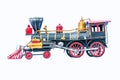 Old train toy on white color background Royalty Free Stock Photo