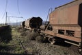 Old train wagons in a station in southern Spain Royalty Free Stock Photo