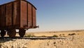 Old train wagons on Turkish Railway Station Remains in the Negev Desert in Israel Royalty Free Stock Photo