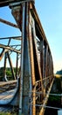 Old train& x27; bridge from 1st World War. Train bridge construction made in Germany. Train Bridge stay in North Europe Lithuania.