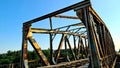 Old train& x27; bridge from 1st World War. Train bridge construction made in Germany. Train Bridge stay in North Europe Lithuania. Royalty Free Stock Photo