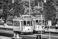 Old tram cars in Lisbon - the famous Electrico - LISBON / PORTUGAL - JUNE 15, 2017