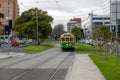 The old tram circulating in the center of Melbourne, public transport, Melbourne, Victoria, Australia