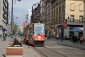 Old tram in the foreground in Katowice Royalty Free Stock Photo