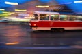 Old tram in motion blur in Prague Royalty Free Stock Photo