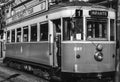 Old tram in porto city of portugal with the driver waiting for a new tour