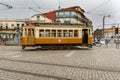 Old tram of Porto in Parada Leitao square. Carmo Stop Royalty Free Stock Photo