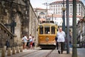 Old tram in Porto-street scene Royalty Free Stock Photo