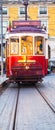 Old tram on the Praca do Comercio in Lisbon Royalty Free Stock Photo