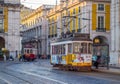 Old tram on the Praca do Comercio in Lisbon Royalty Free Stock Photo