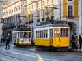 Old tram on the Praca do Comercio in Lisbon Royalty Free Stock Photo