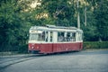 Old tram rolls on rails