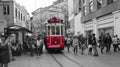 old tram in taksim Royalty Free Stock Photo