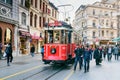 Old Tram on Taksim Istiklal Street. Istanbul. Turkey Royalty Free Stock Photo
