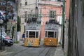 Old trams in the center of Lisbon, Portugal